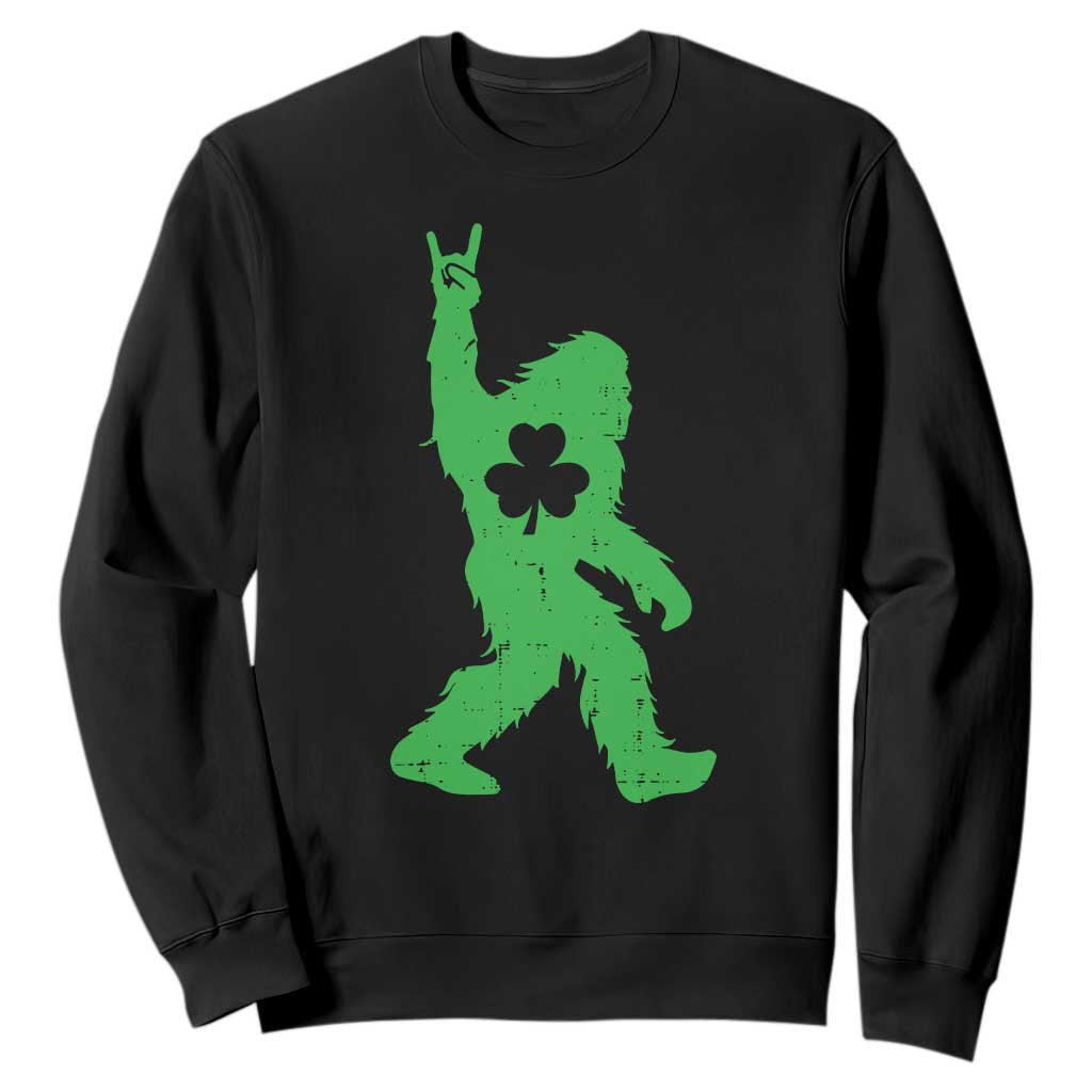 St Patricks Day Bigfoot Sweatshirt Irish Sasquatch Shamrock TS10 Black Print Your Wear
