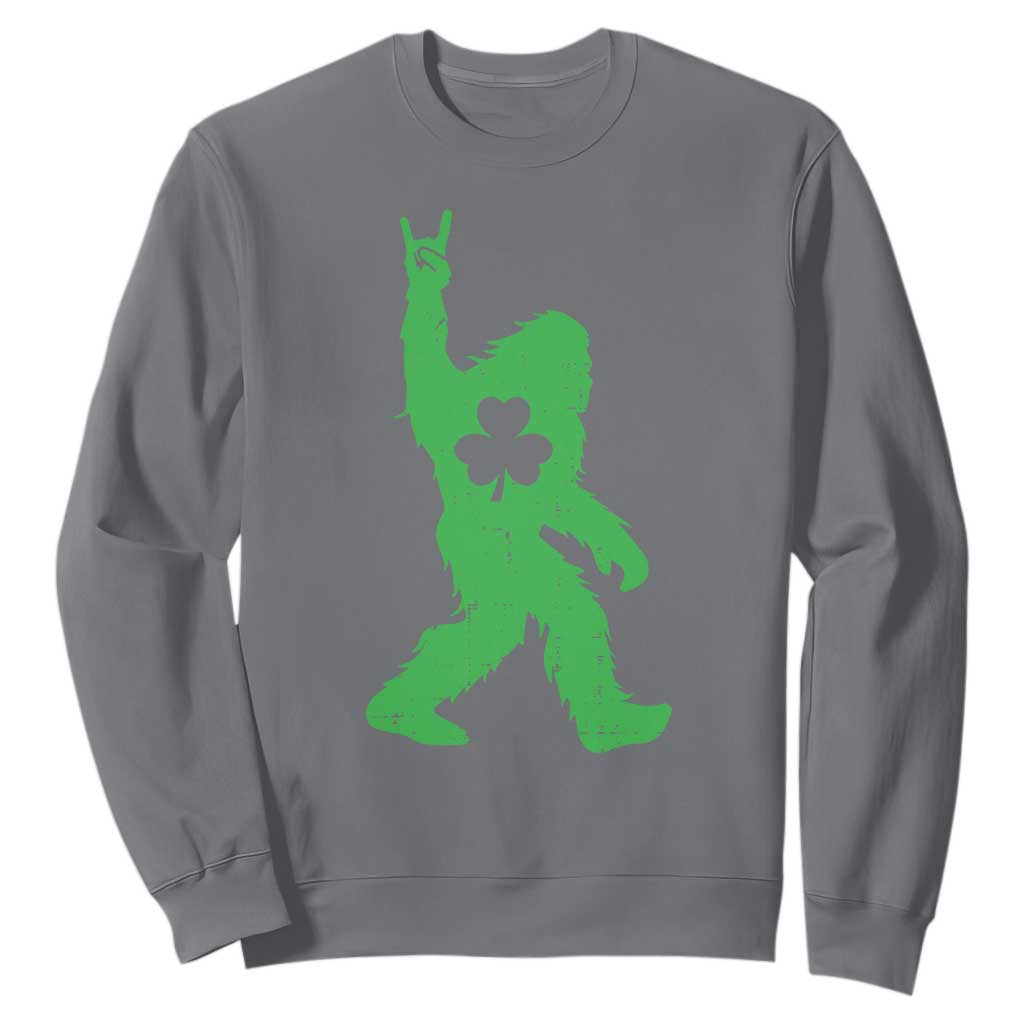 St Patricks Day Bigfoot Sweatshirt Irish Sasquatch Shamrock TS10 Charcoal Print Your Wear