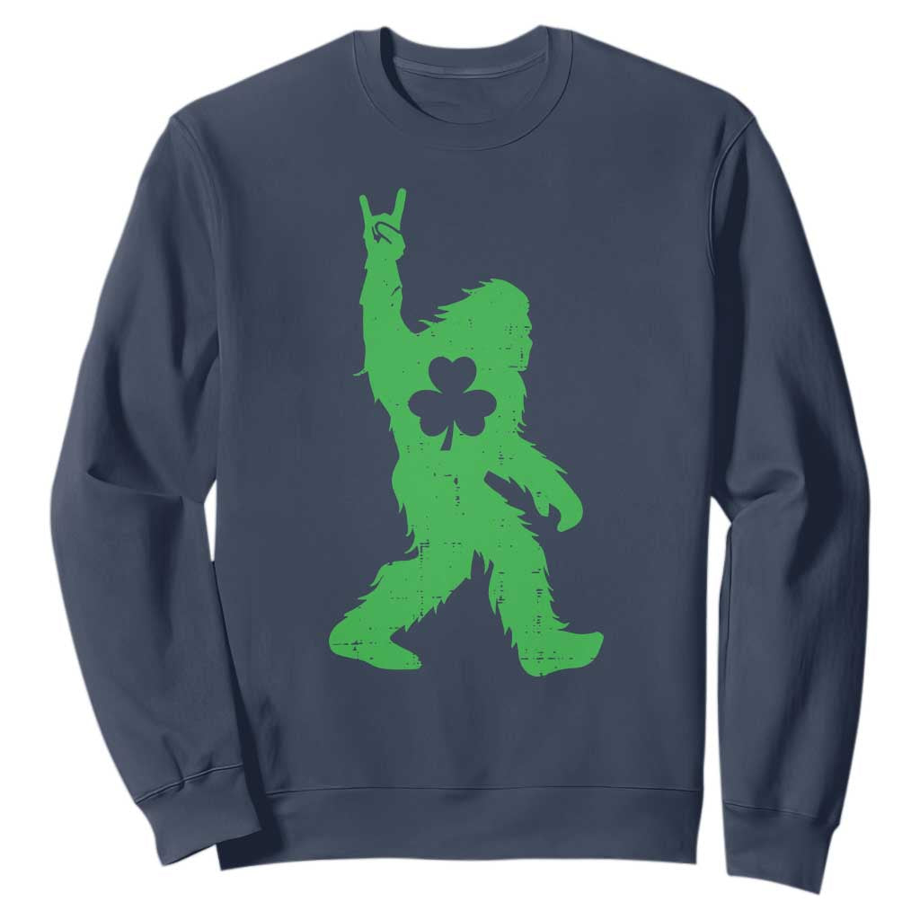 St Patricks Day Bigfoot Sweatshirt Irish Sasquatch Shamrock TS10 Navy Print Your Wear