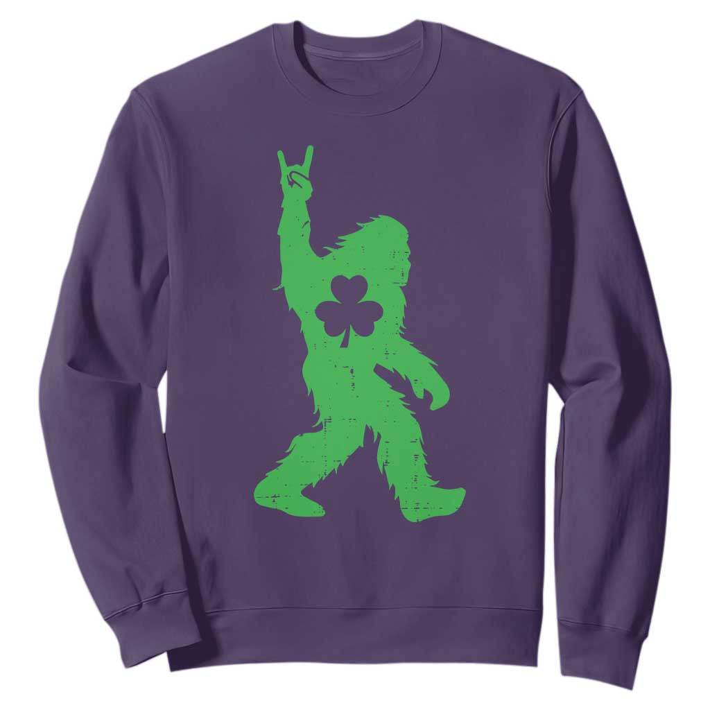 St Patricks Day Bigfoot Sweatshirt Irish Sasquatch Shamrock TS10 Purple Print Your Wear