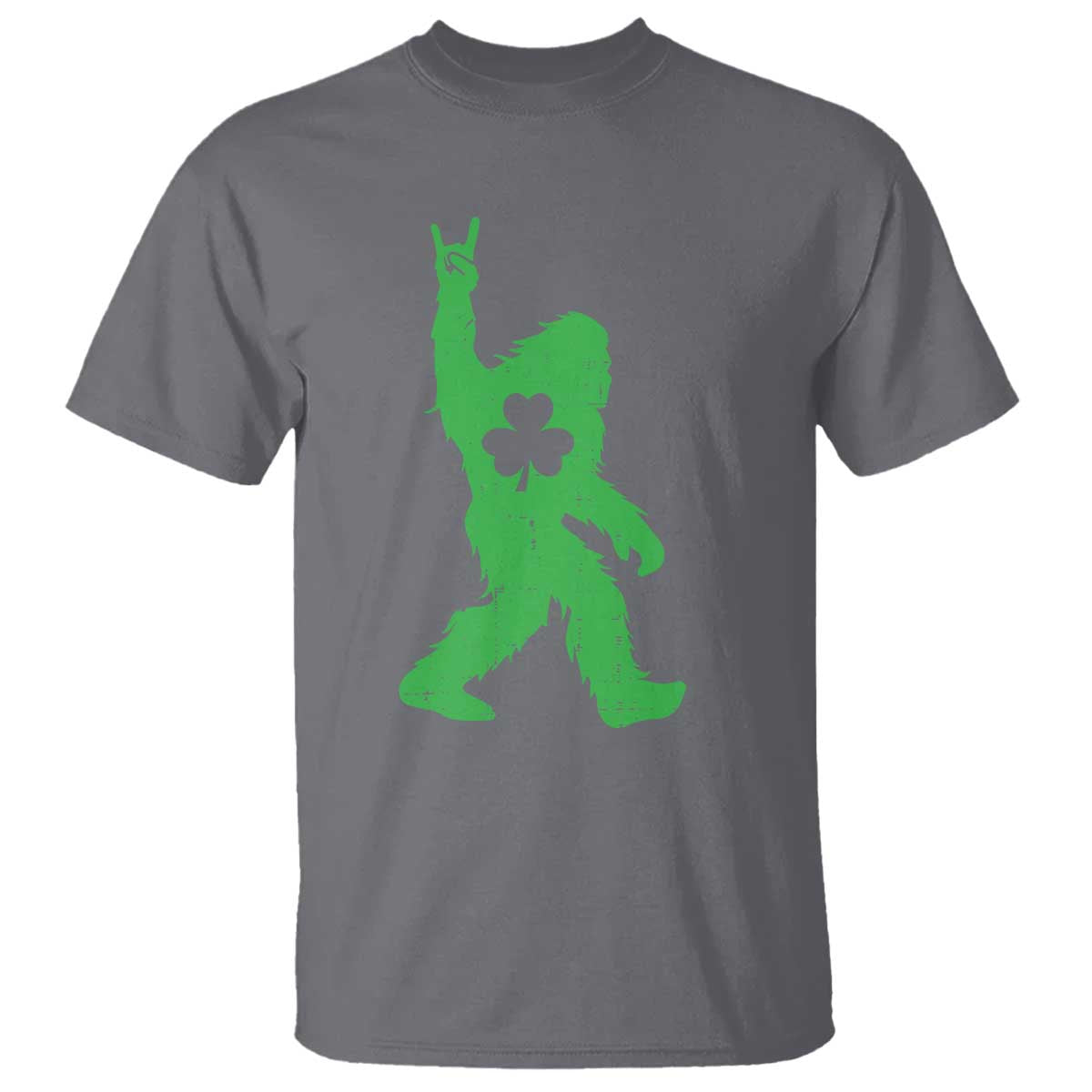 St Patricks Day Bigfoot T Shirt Irish Sasquatch Shamrock TS10 Charcoal Print Your Wear