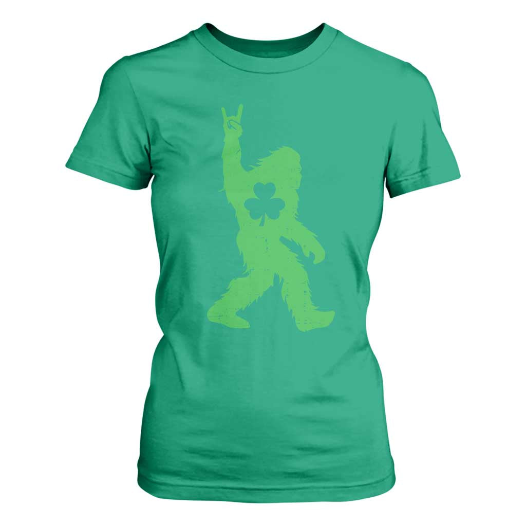 St Patricks Day Bigfoot T Shirt For Women Irish Sasquatch Shamrock TS10 Irish Green Print Your Wear