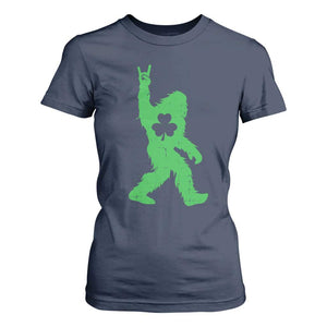 St Patricks Day Bigfoot T Shirt For Women Irish Sasquatch Shamrock TS10 Navy Print Your Wear