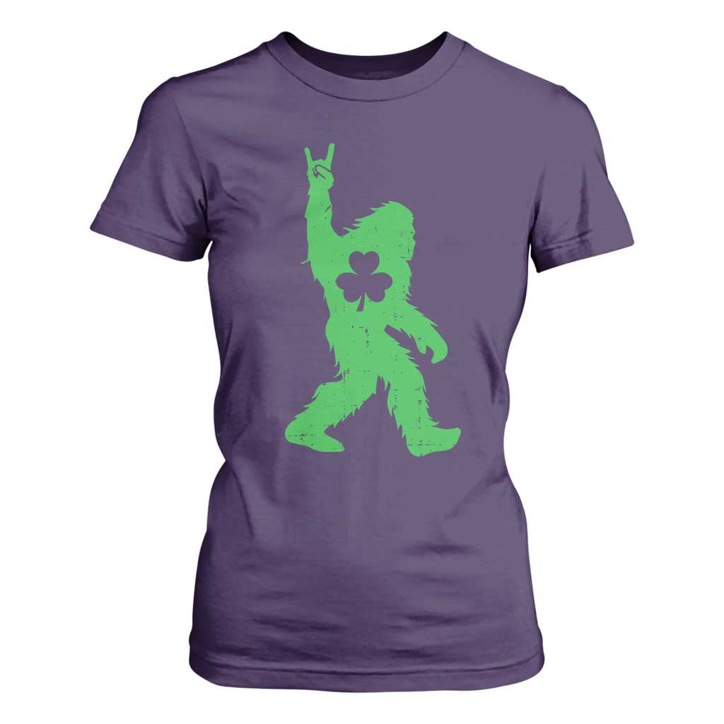 St Patricks Day Bigfoot T Shirt For Women Irish Sasquatch Shamrock TS10 Purple Print Your Wear