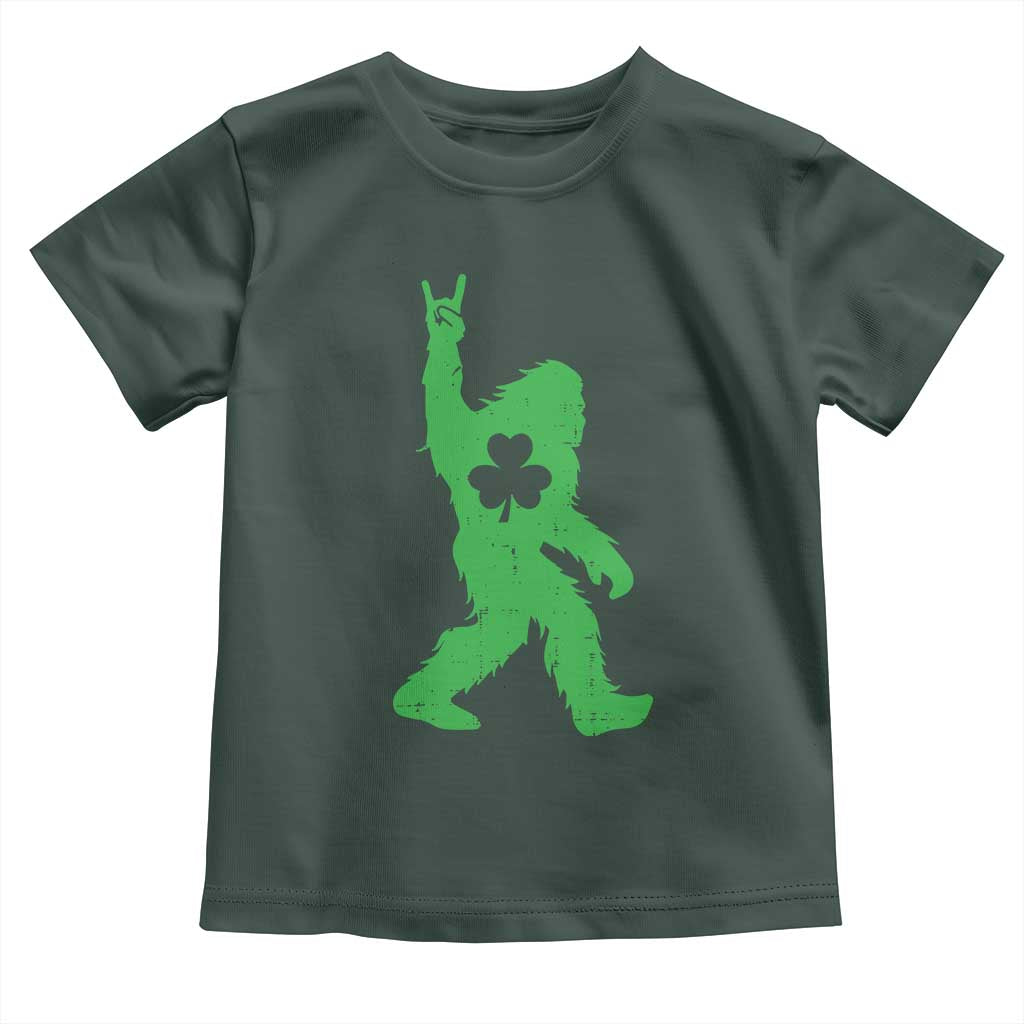 St Patricks Day Bigfoot Toddler T Shirt Irish Sasquatch Shamrock TS10 Dark Forest Green Print Your Wear