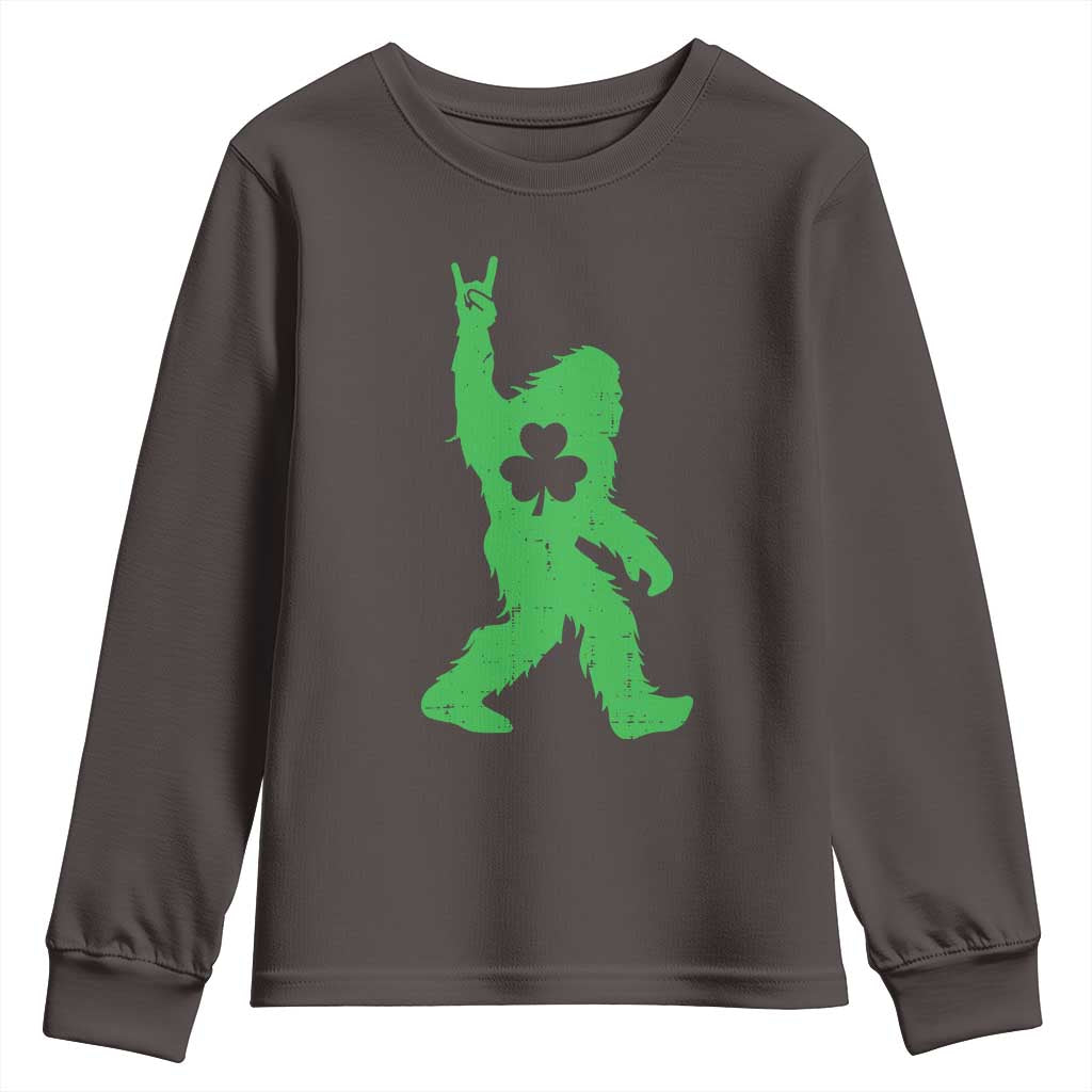 St Patricks Day Bigfoot Youth Sweatshirt Irish Sasquatch Shamrock TS10 Dark Chocolate Print Your Wear