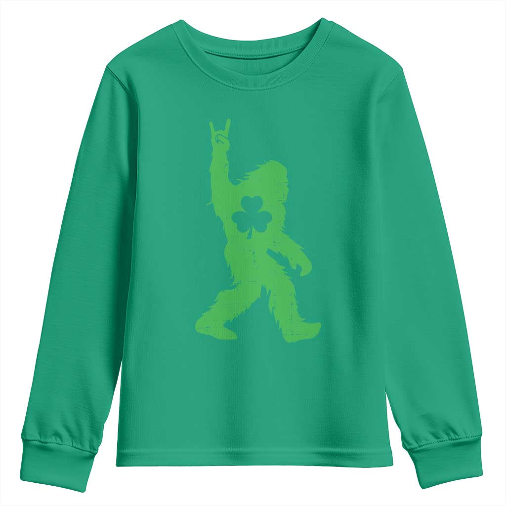 St Patricks Day Bigfoot Youth Sweatshirt Irish Sasquatch Shamrock TS10 Irish Green Print Your Wear