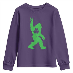 St Patricks Day Bigfoot Youth Sweatshirt Irish Sasquatch Shamrock TS10 Purple Print Your Wear