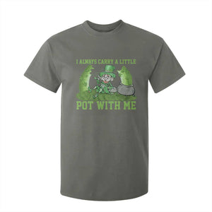 Funny St. Patrick's Day T Shirt For Kid Weed Lover I Always Carry A Little Pot With Me TS10 Military Green Print Your Wear