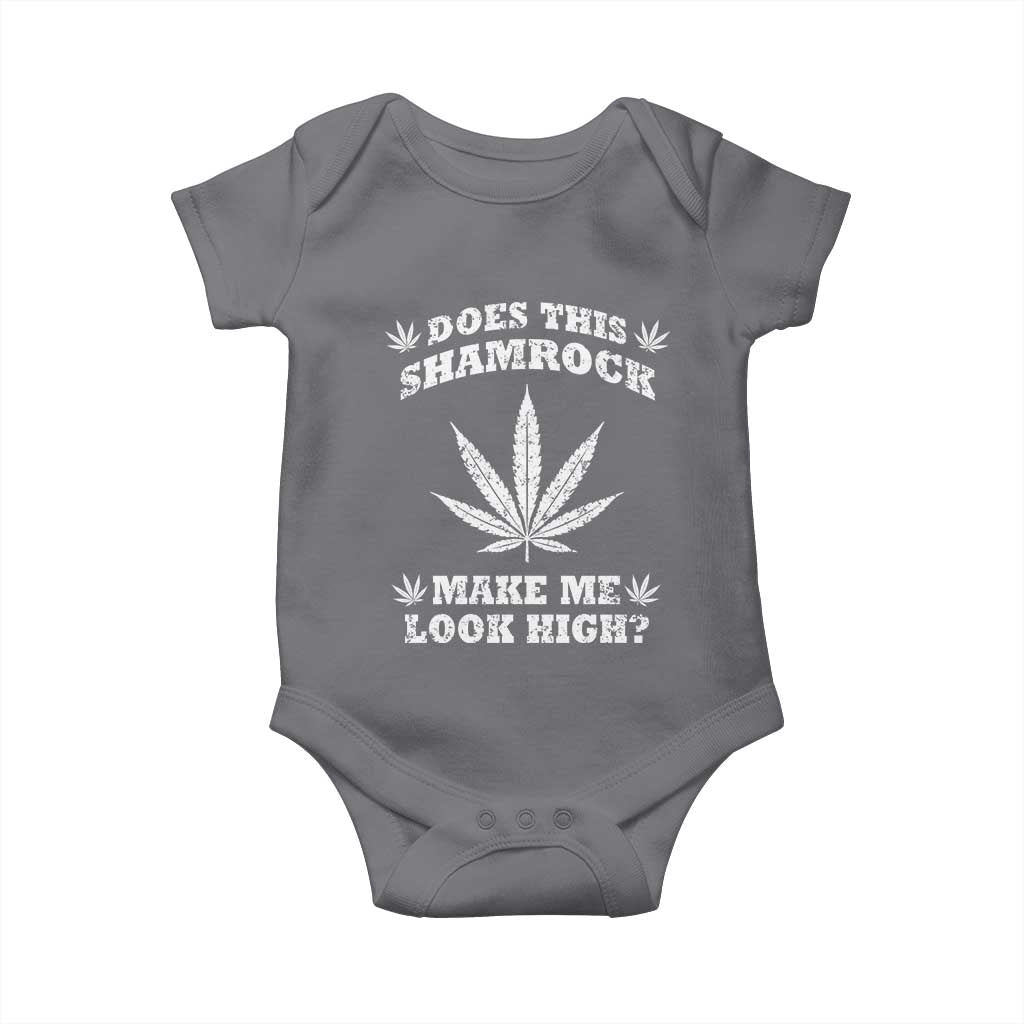 Funny St. Patrick's Day Baby Onesie Weed Lover Does This Shamrock Make Me Look High TS10 Charcoal Print Your Wear