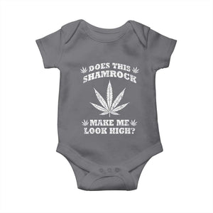 Funny St. Patrick's Day Baby Onesie Weed Lover Does This Shamrock Make Me Look High TS10 Charcoal Print Your Wear