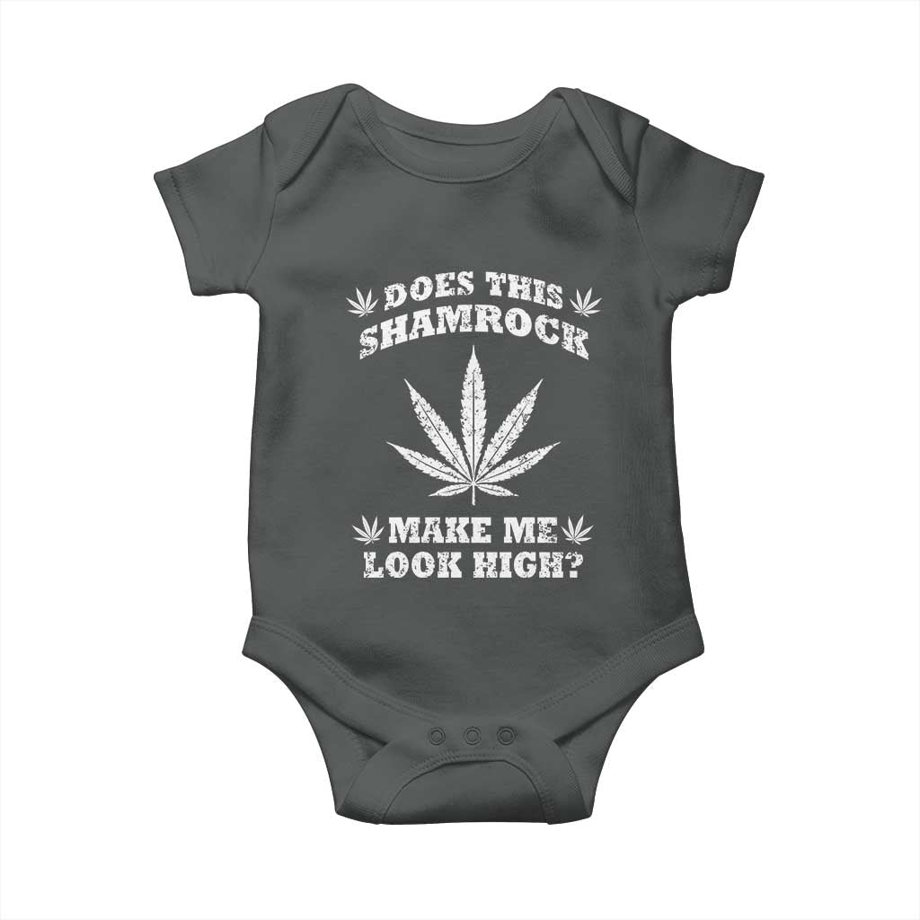 Funny St. Patrick's Day Baby Onesie Weed Lover Does This Shamrock Make Me Look High TS10 Dark Heather Print Your Wear