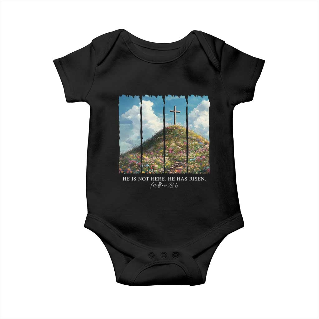 Christian Easter Baby Onesie He Is Not Here He Has Risen TS10 Black Print Your Wear