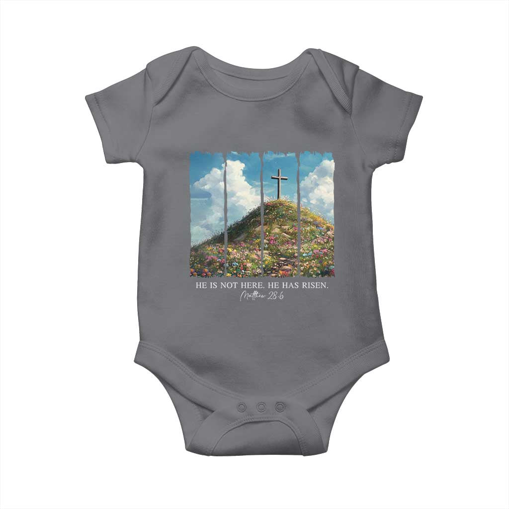 Christian Easter Baby Onesie He Is Not Here He Has Risen TS10 Charcoal Print Your Wear