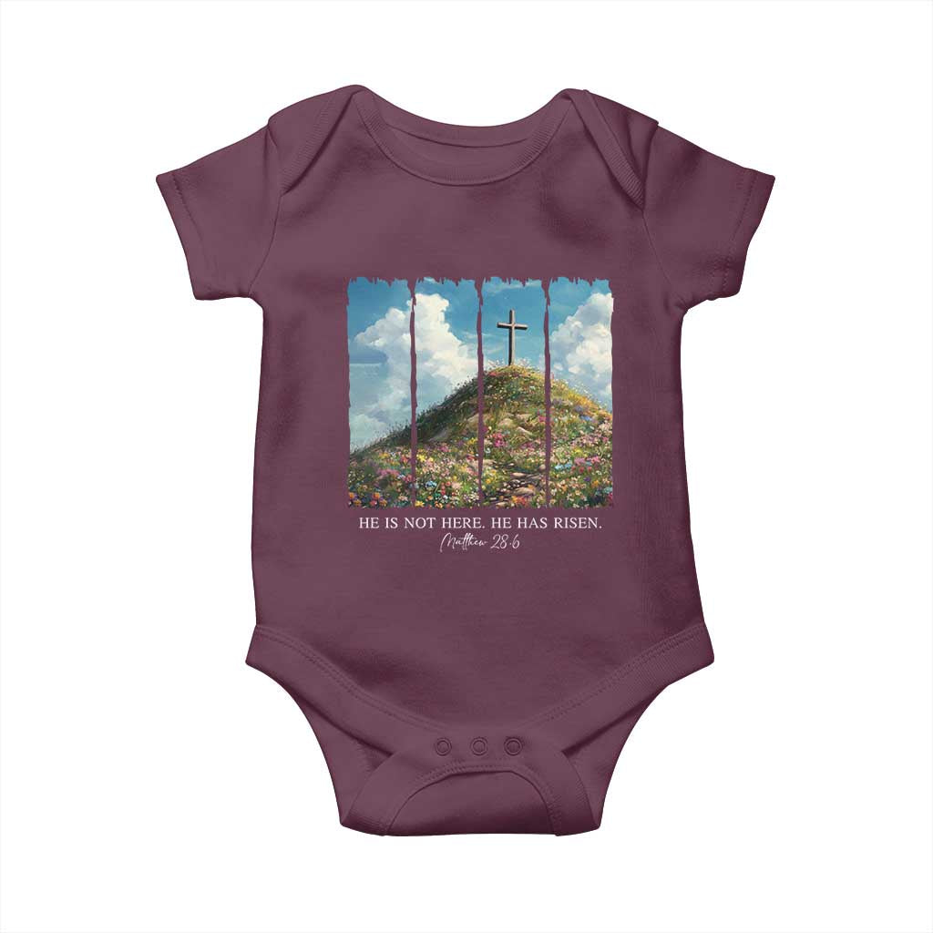 Christian Easter Baby Onesie He Is Not Here He Has Risen TS10 Maroon Print Your Wear