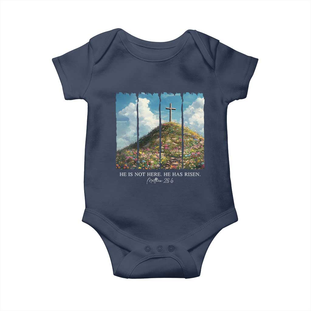Christian Easter Baby Onesie He Is Not Here He Has Risen TS10 Navy Print Your Wear