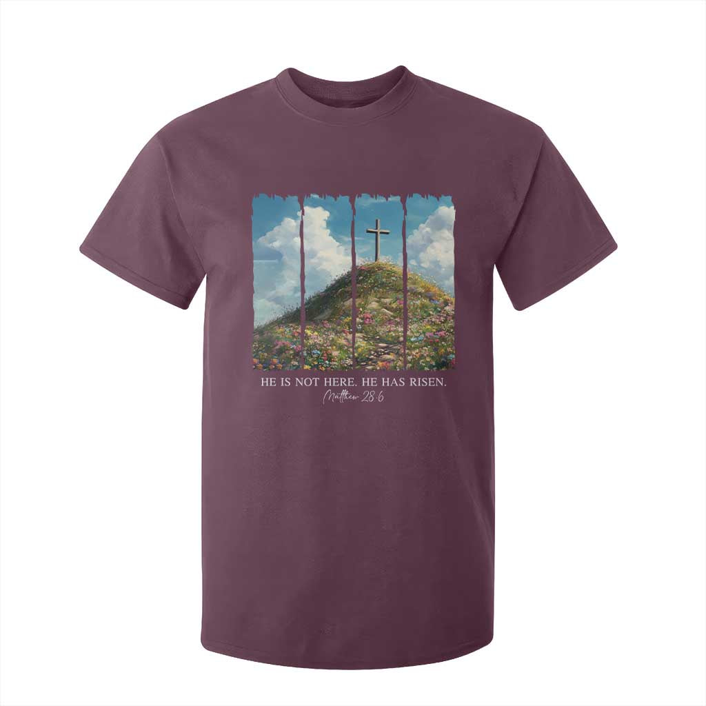 Christian Easter T Shirt For Kid He Is Not Here He Has Risen TS10 Maroon Print Your Wear