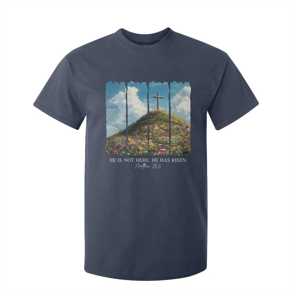 Christian Easter T Shirt For Kid He Is Not Here He Has Risen TS10 Navy Print Your Wear
