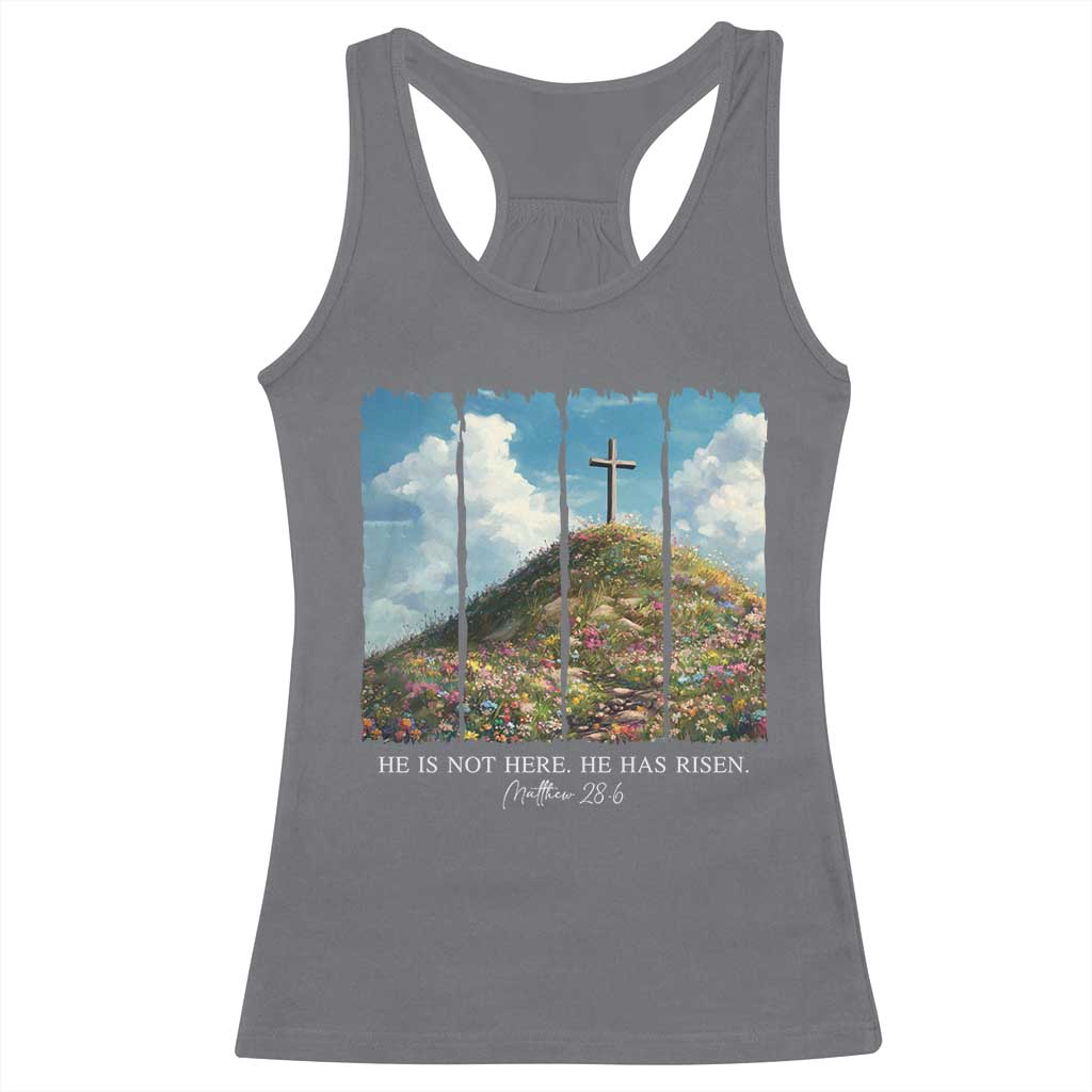 Christian Easter Racerback Tank Top He Is Not Here He Has Risen TS10 Charcoal Print Your Wear