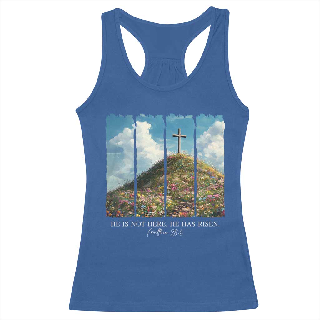 Christian Easter Racerback Tank Top He Is Not Here He Has Risen TS10 Royal Blue Print Your Wear