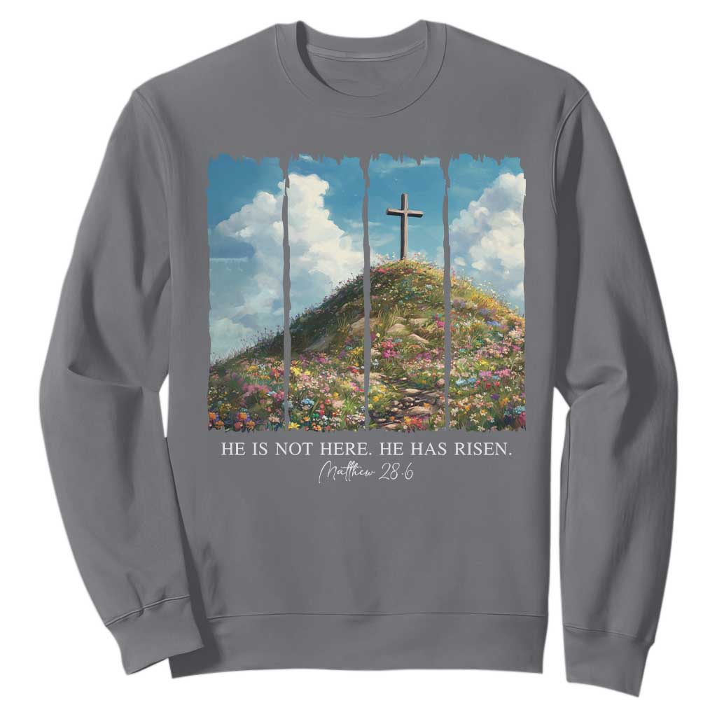 Christian Easter Sweatshirt He Is Not Here He Has Risen TS10 Charcoal Print Your Wear