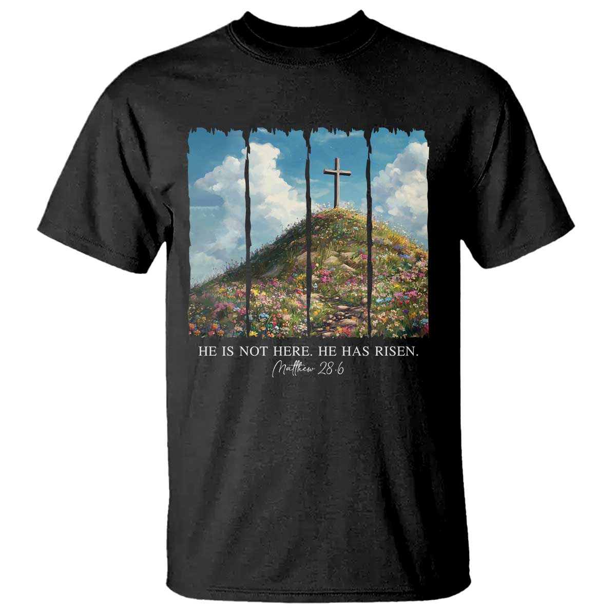 Christian Easter T Shirt He Is Not Here He Has Risen TS10 Black Print Your Wear