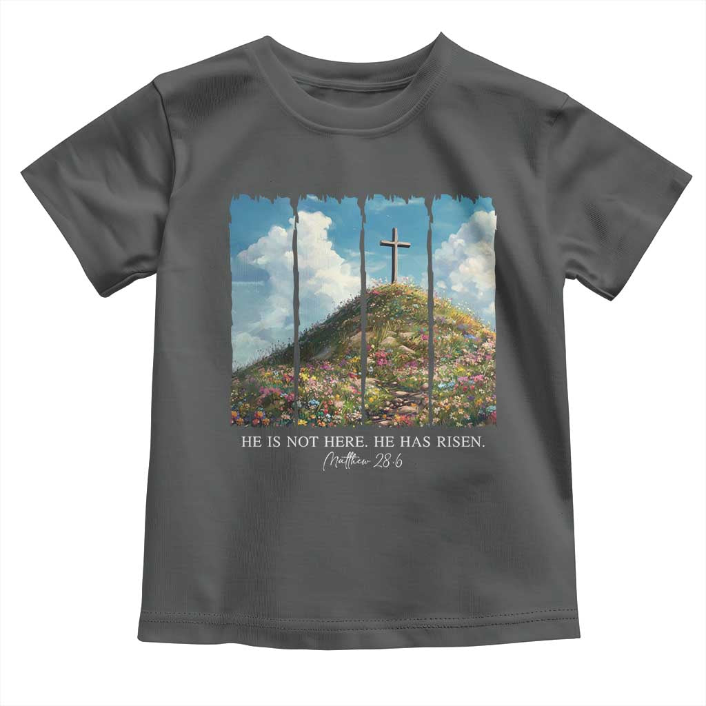 Christian Easter Toddler T Shirt He Is Not Here He Has Risen TS10 Dark Heather Print Your Wear