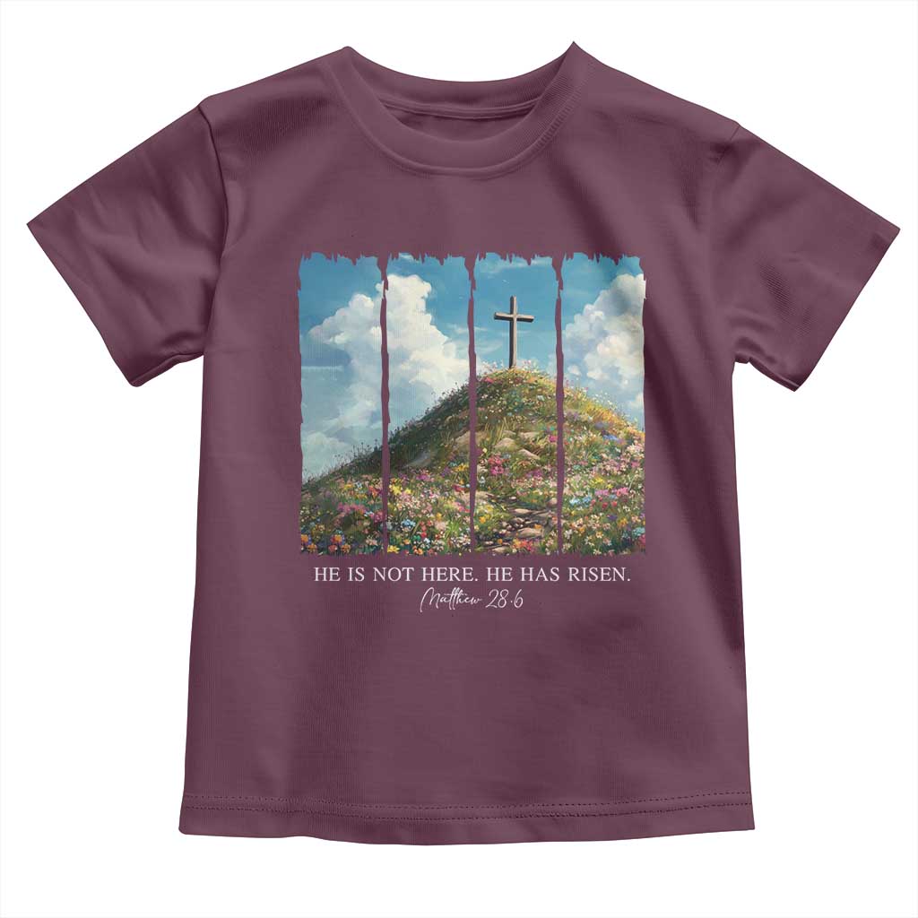 Christian Easter Toddler T Shirt He Is Not Here He Has Risen TS10 Maroon Print Your Wear