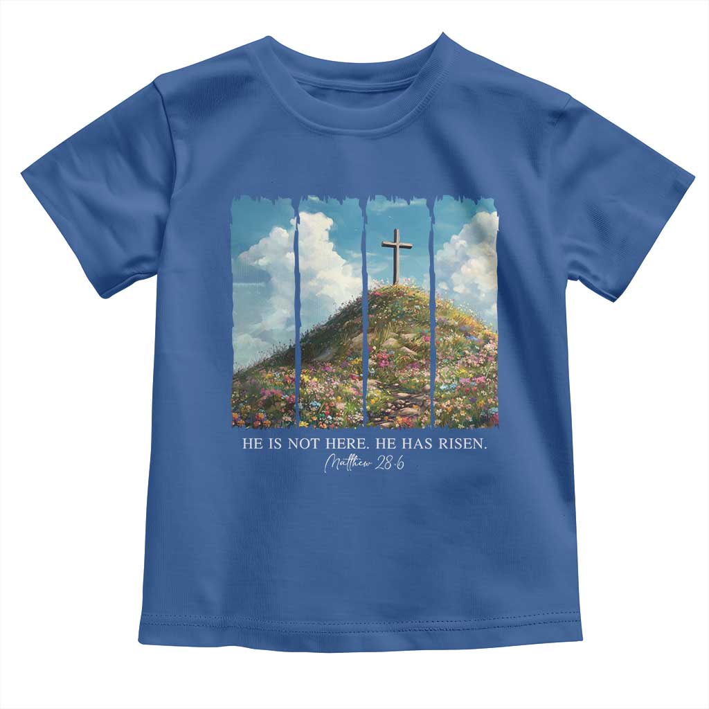 Christian Easter Toddler T Shirt He Is Not Here He Has Risen TS10 Royal Blue Print Your Wear