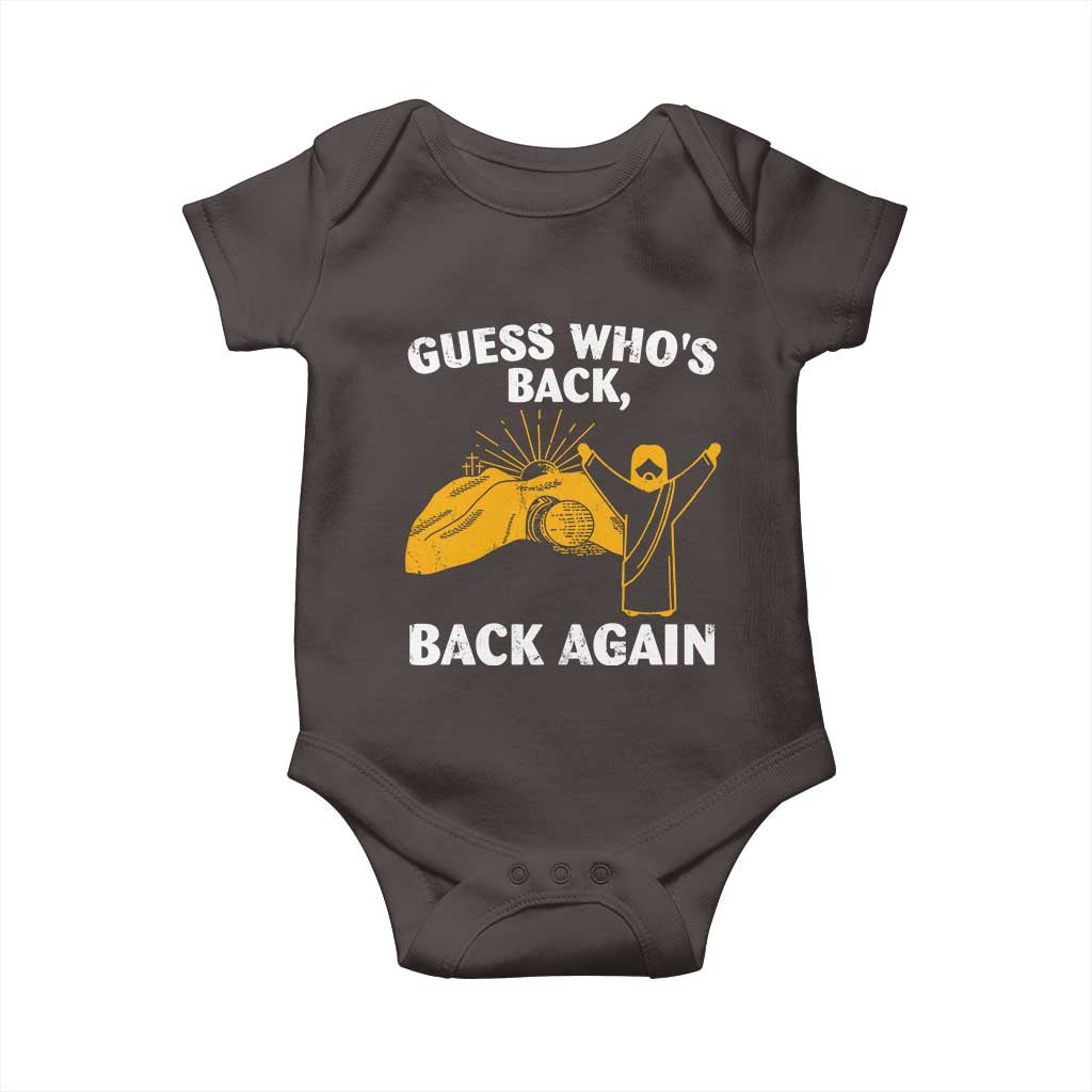 Christian Easter Baby Onesie Guess Who's Back Back Again TS10 Dark Chocolate Print Your Wear