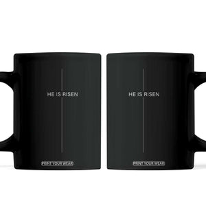 Easter Cross He Is Risen Coffee Mug Cross Subtle Christian Minimal Religious Faith Jesus TS10 Black Print Your Wear