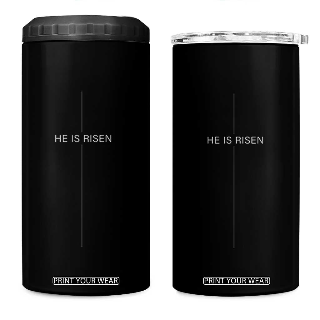 Easter Cross He Is Risen 4 in 1 Can Cooler Tumbler Cross Subtle Christian Minimal Religious Faith Jesus TS10 One Size: 16 oz Black Print Your Wear