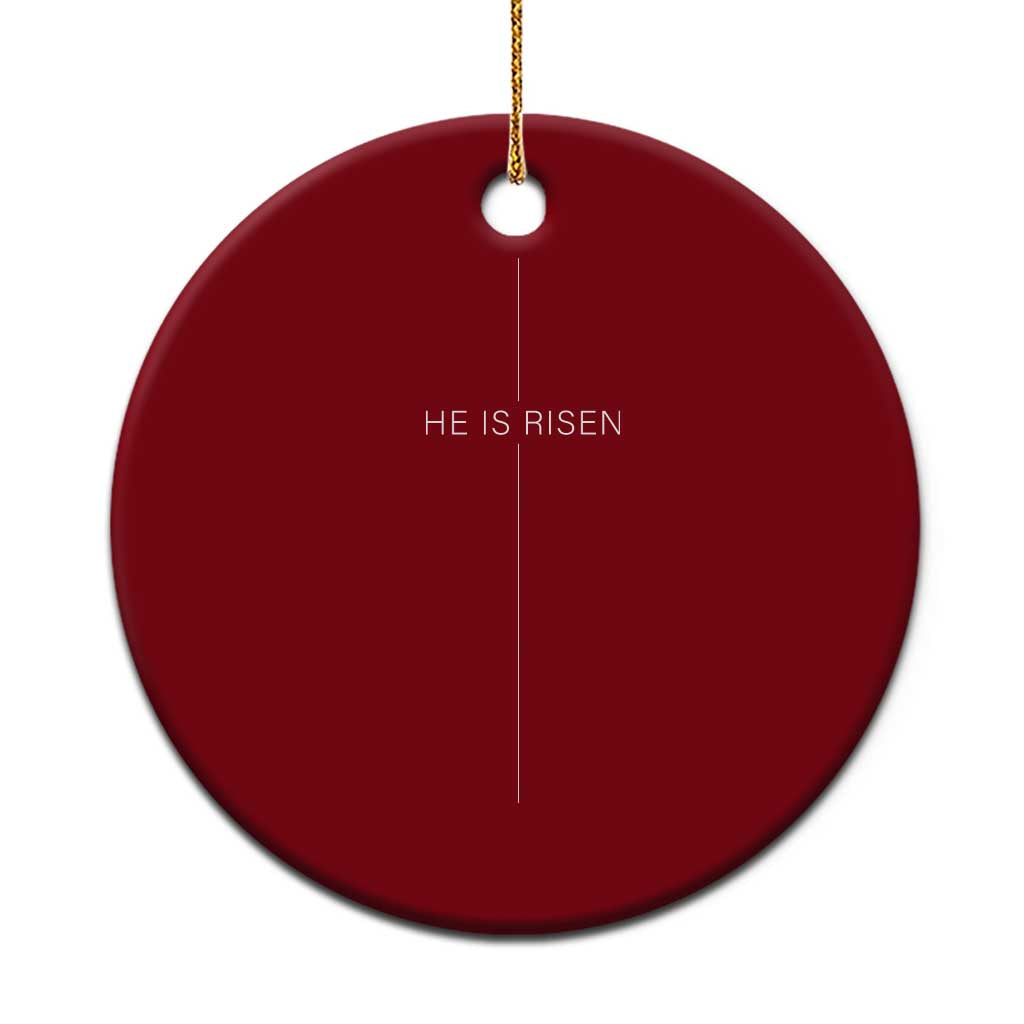 Easter Cross He Is Risen Ceramic Ornament Cross Subtle Christian Minimal Religious Faith Jesus TS10 1pc Red Print Your Wear
