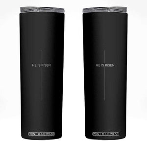 Easter Cross He Is Risen Skinny Tumbler Cross Subtle Christian Minimal Religious Faith Jesus TS10 Black Print Your Wear