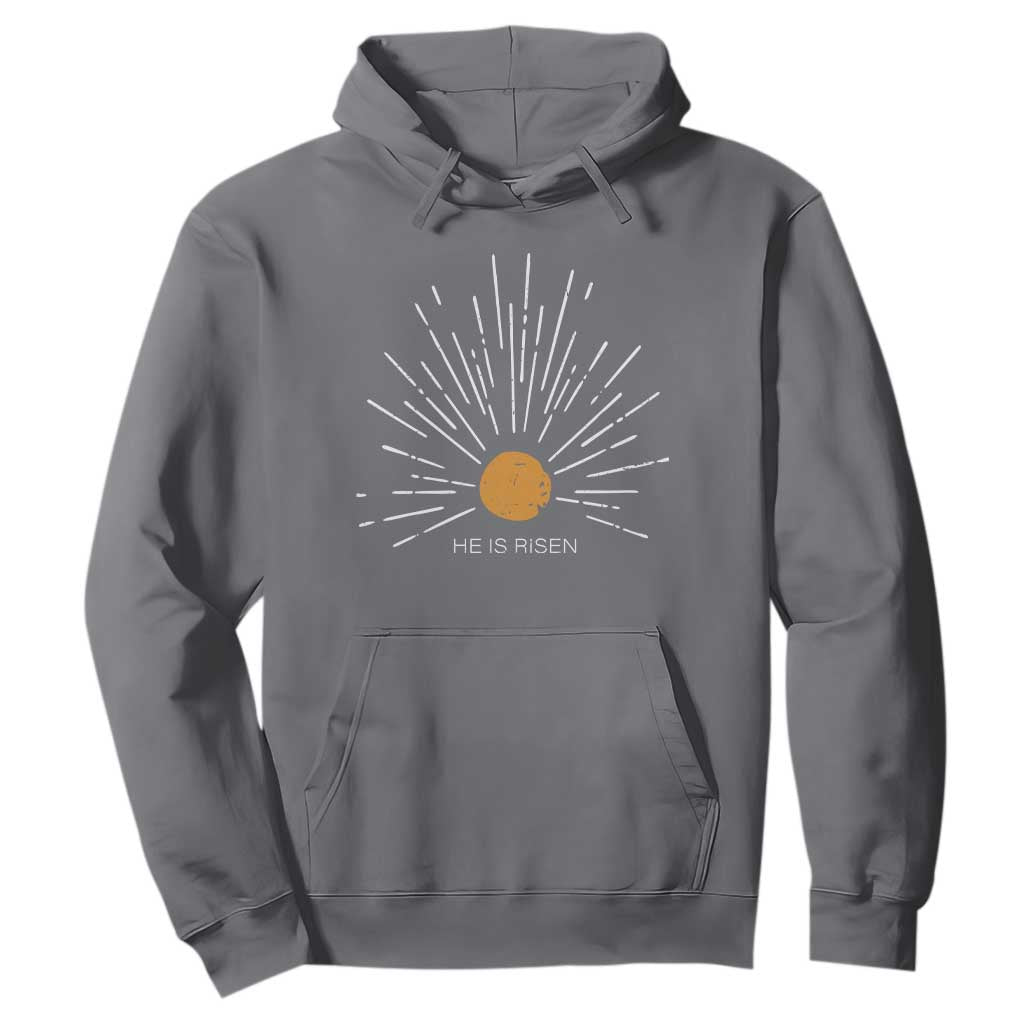 He Is Risen Hoodie Sunburst Vintage Jesus Religious Easter Day Christians TS10 Charcoal Print Your Wear