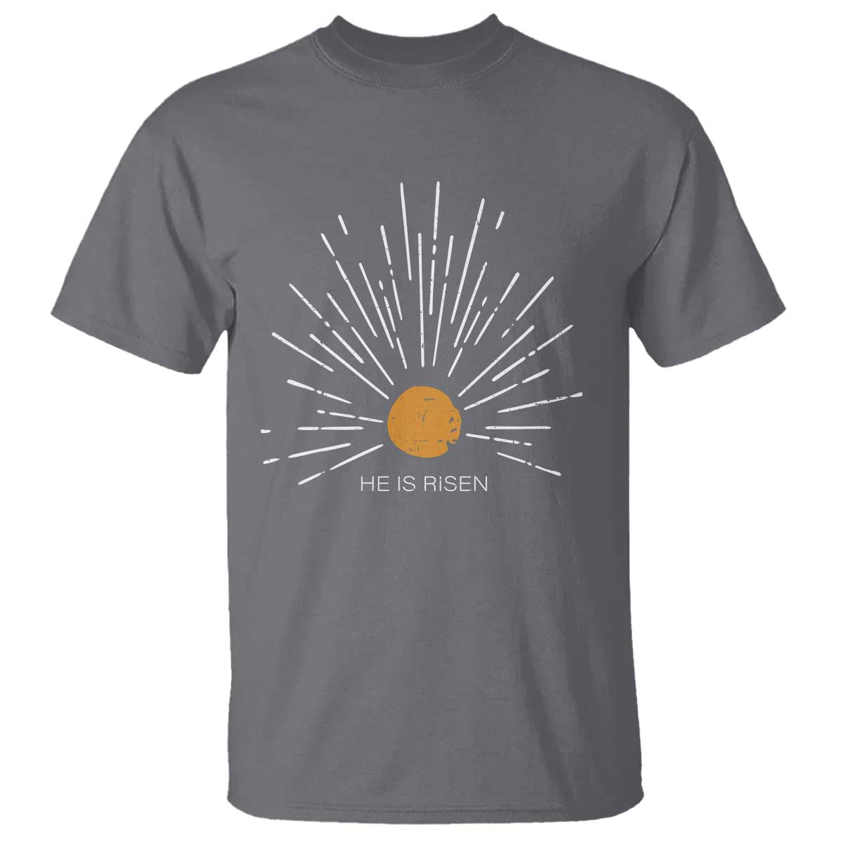 He Is Risen T Shirt Sunburst Vintage Jesus Religious Easter Day Christians TS10 Charcoal Print Your Wear