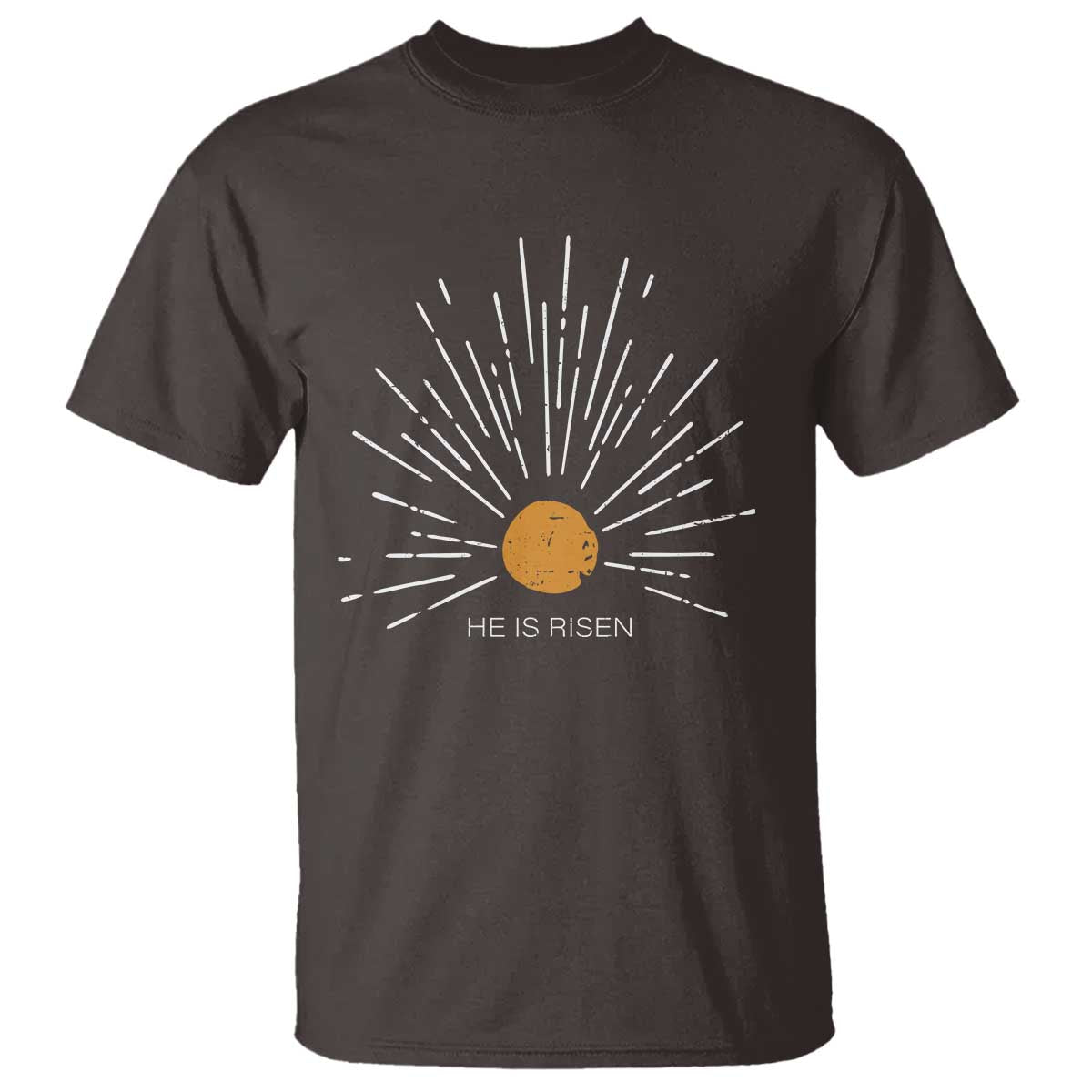 He Is Risen T Shirt Sunburst Vintage Jesus Religious Easter Day Christians TS10 Dark Chocolate Print Your Wear