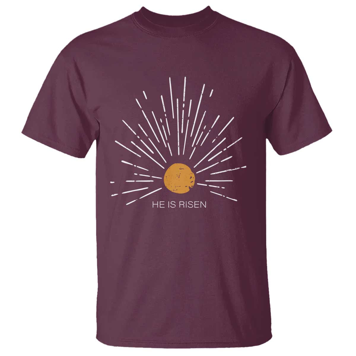 He Is Risen T Shirt Sunburst Vintage Jesus Religious Easter Day Christians TS10 Maroon Print Your Wear
