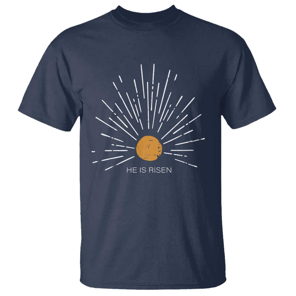 He Is Risen T Shirt Sunburst Vintage Jesus Religious Easter Day Christians TS10 Navy Print Your Wear