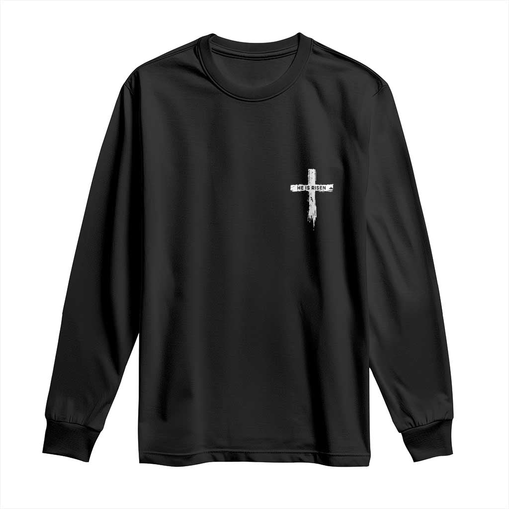 Easter Christian Cross Religious He Is Risen Long Sleeve Shirt TS10 Black Print Your Wear