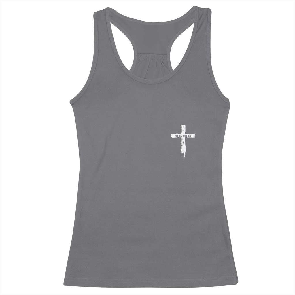 Easter Christian Cross Religious He Is Risen Racerback Tank Top TS10 Charcoal Print Your Wear