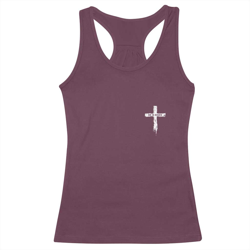 Easter Christian Cross Religious He Is Risen Racerback Tank Top TS10 Maroon Print Your Wear