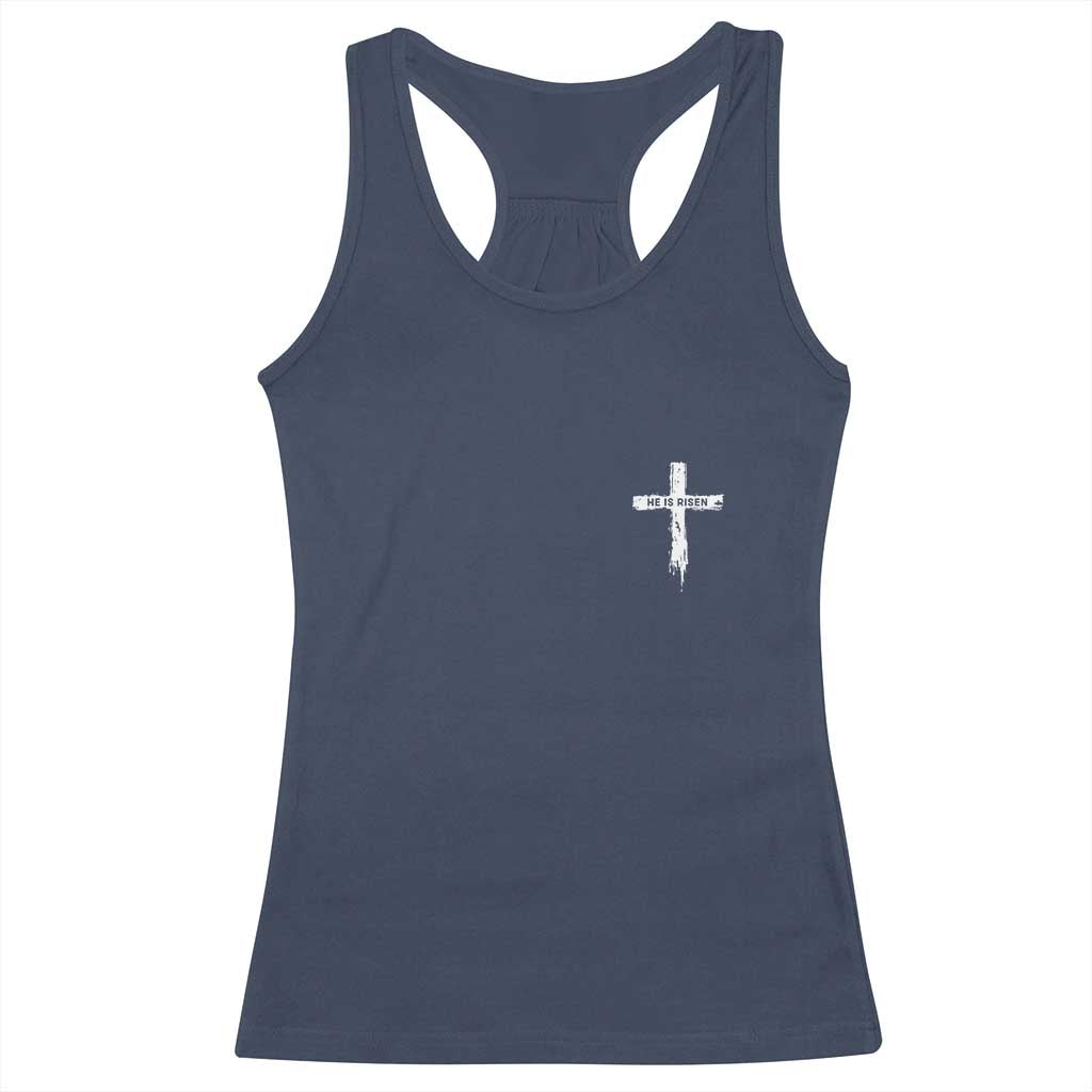 Easter Christian Cross Religious He Is Risen Racerback Tank Top TS10 Navy Print Your Wear