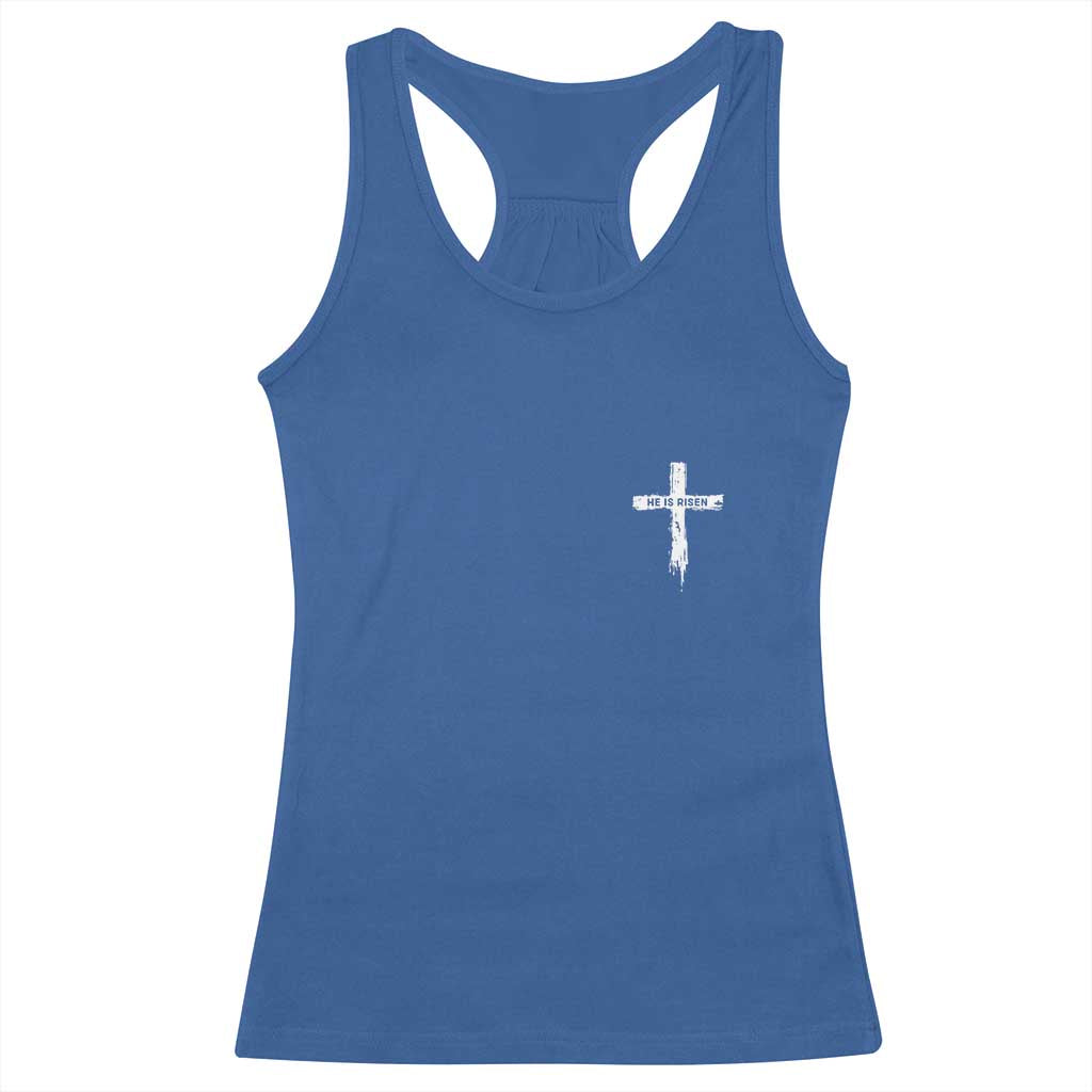 Easter Christian Cross Religious He Is Risen Racerback Tank Top TS10 Royal Blue Print Your Wear