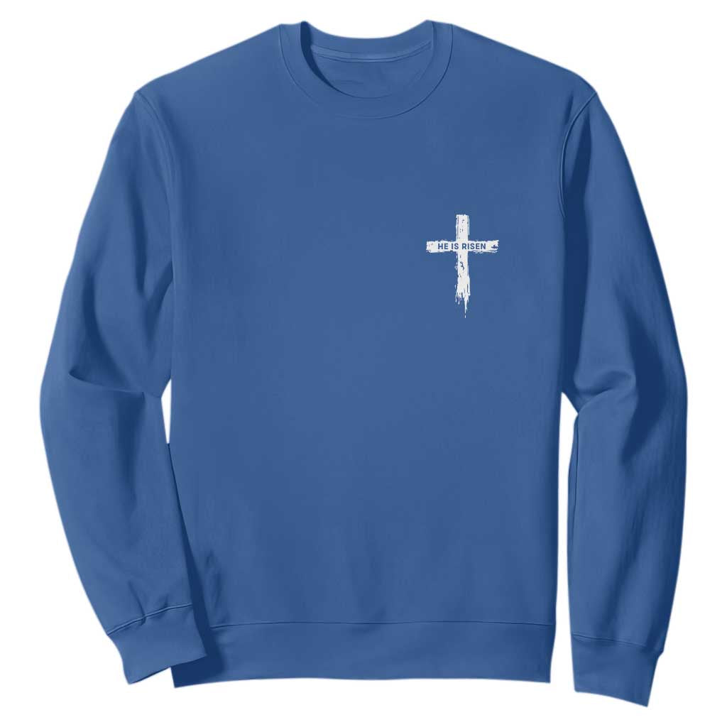 Easter Christian Cross Religious He Is Risen Sweatshirt TS10 Royal Blue Print Your Wear