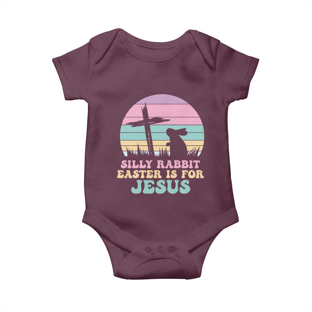Silly Rabbit Easter Is For Jesus Christians Baby Onesie Cross Religious TS10 Maroon Print Your Wear