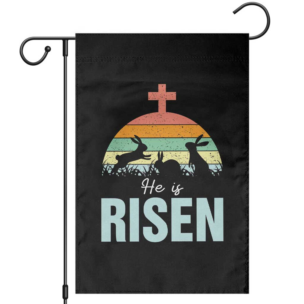 Retro He is Risen Garden Flag Bunny Easter Cross Christian Religious Jesus Has Risen TS10 Black Print Your Wear