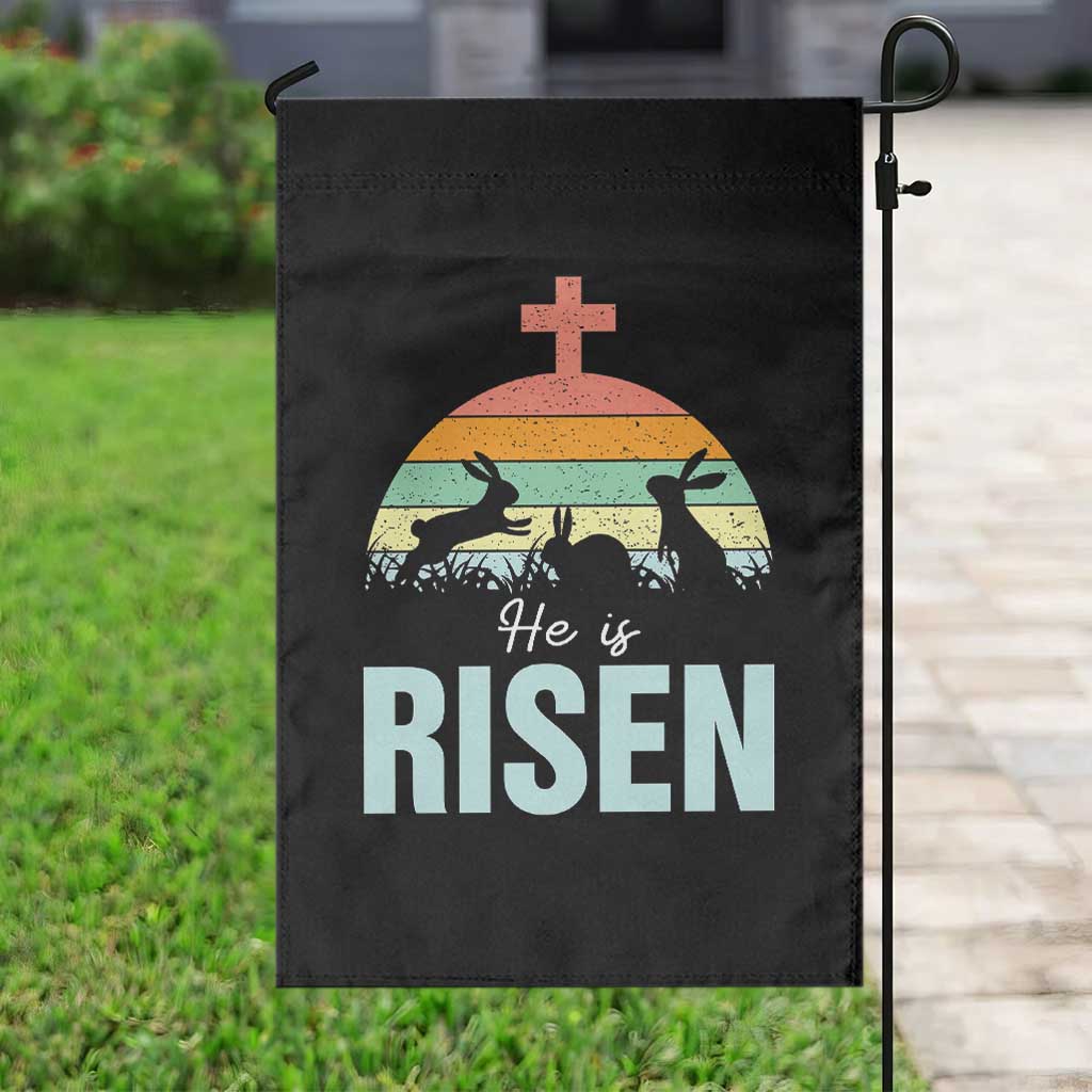 Retro He is Risen Garden Flag Bunny Easter Cross Christian Religious Jesus Has Risen TS10 Print Your Wear