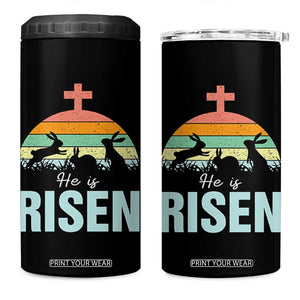 Retro He is Risen 4 in 1 Can Cooler Tumbler Bunny Easter Cross Christian Religious Jesus Has Risen TS10 One Size: 16 oz Black Print Your Wear