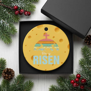 Retro He is Risen Ceramic Ornament Bunny Easter Cross Christian Religious Jesus Has Risen TS10 1pc Yellow Cheese Print Your Wear